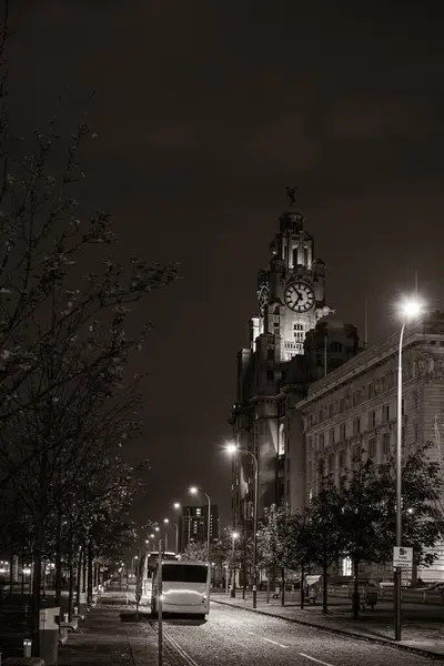 Liverpool Historical Architecture Cityscape Night City Center England United Kingdom — Zdjęcie stockowe