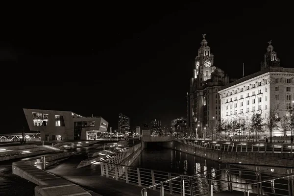 Liverpool Historical Architecture Cityscape Night City Center England United Kingdom — Zdjęcie stockowe