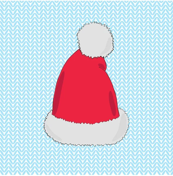 El Noel Baba Noel şapka parlak görüntü mavi arka plan üzerinde çekilmiş. Noel ve yeni yıl kartı.