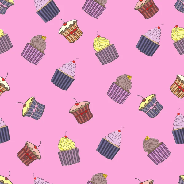 Cupcakes pembe bir arka plan deseni.