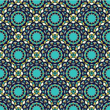 Mavi renkli mandala seamless modeli.