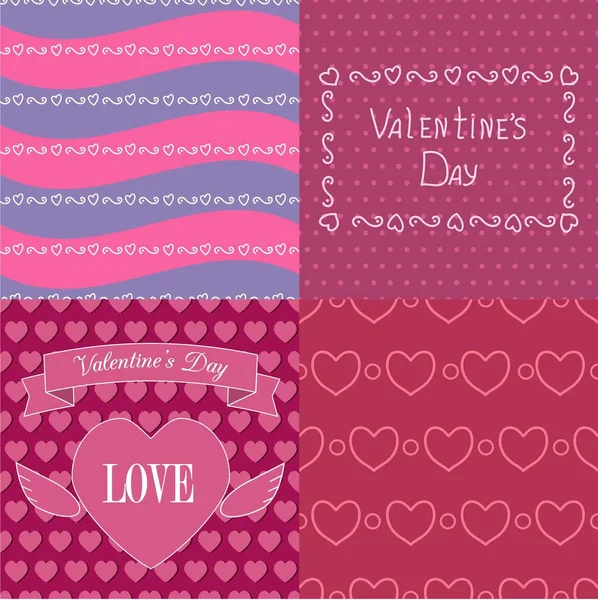 Valentines' day hearts seamless set. — Stock Vector