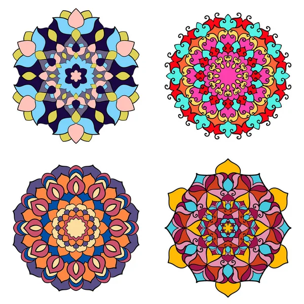 Conjunto de mandalas coloridas . — Vetor de Stock