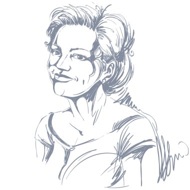 Smiling pleased woman with stylish haircut 