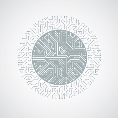 Elektronik bileşenleri ile yuvarlak devre kartı 