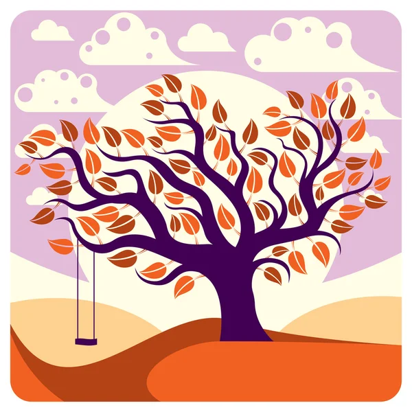 Branchy strom s houpačkou — Stockový vektor