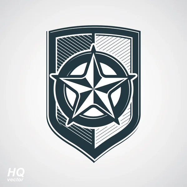 Escudo con estrella soviética pentagonal — Vector de stock