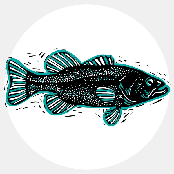 Pescado simple dibujado a mano — Vector de stock