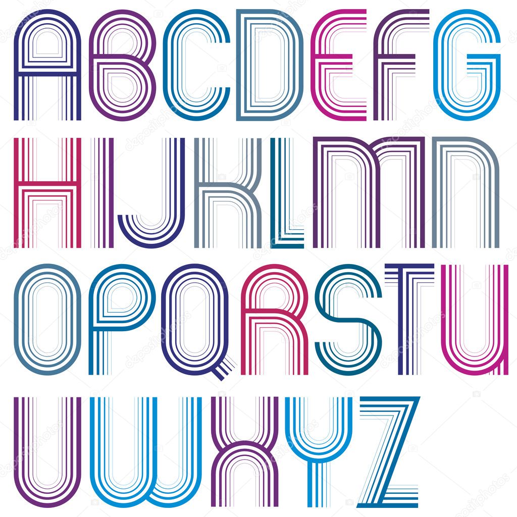 Large parallel colorful uppercase letters