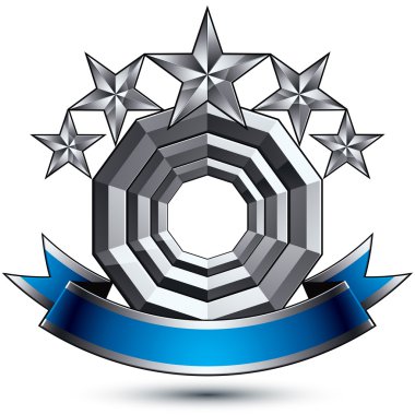 Beş beşgen yıldızlı yuvarlak amblem