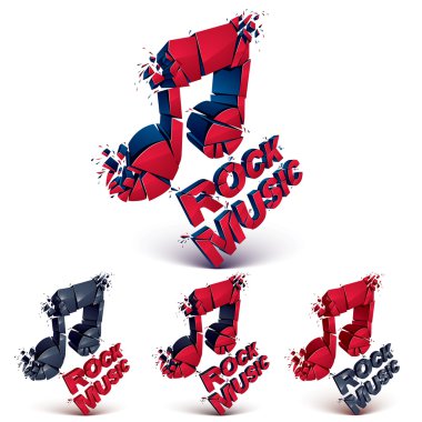 3d müzik notaları seti