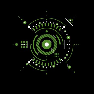 Çizgiler ve geometrik daireler ile teknik çizim.