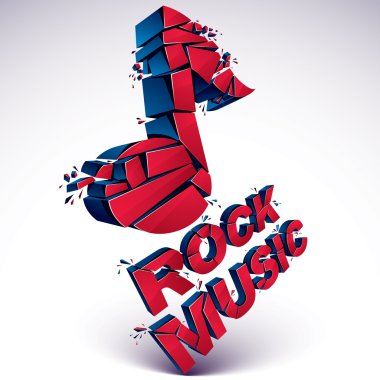 Kırmızı 3d paramparça müzik notası