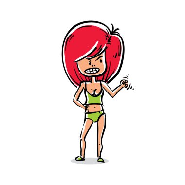 Çekici genç hanım, yüz ifadesi 