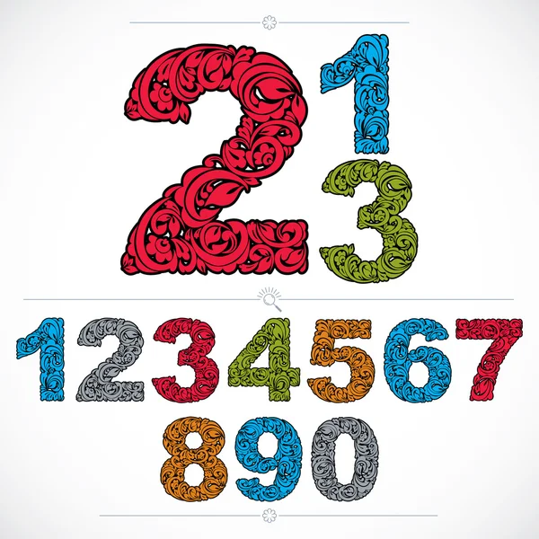 Цветочные ручные числа — стоковый вектор