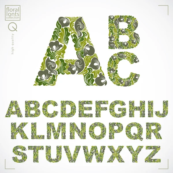 Квітковий алфавіт без рядових літер — стоковий вектор