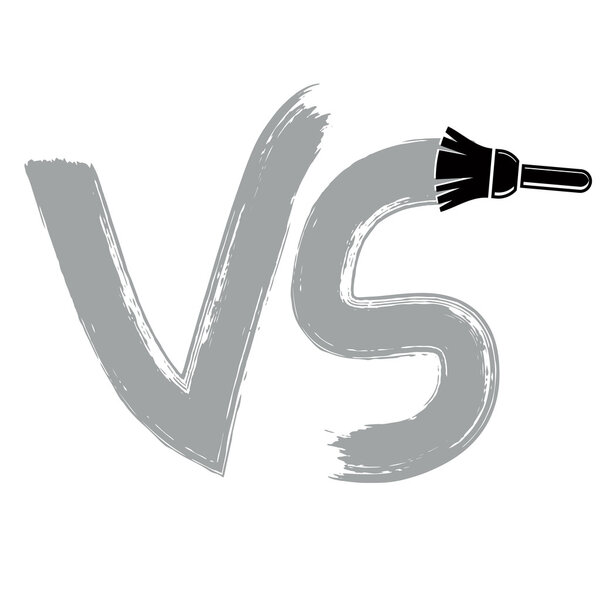 Versus symbol drawn with paintbrush 