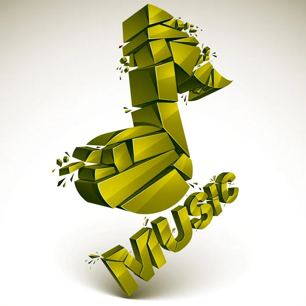 3d vert démoli note musicale — Image vectorielle