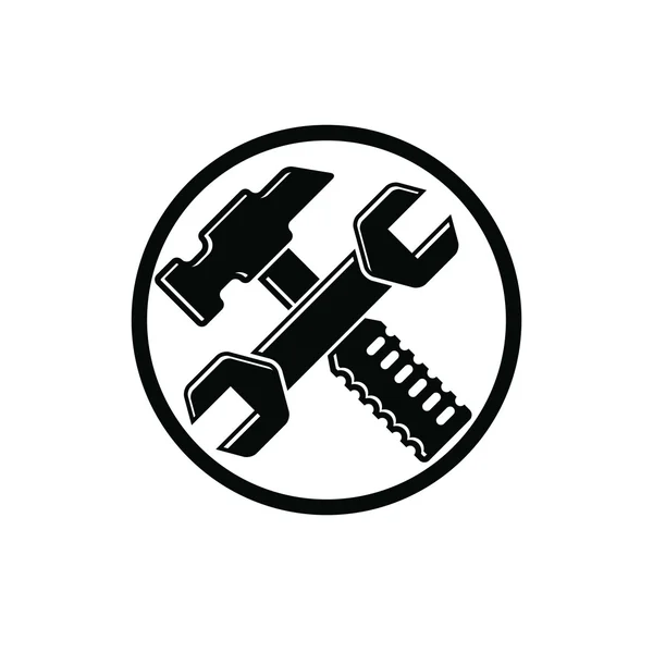 Hammer and wrench crossed — Stock Vector