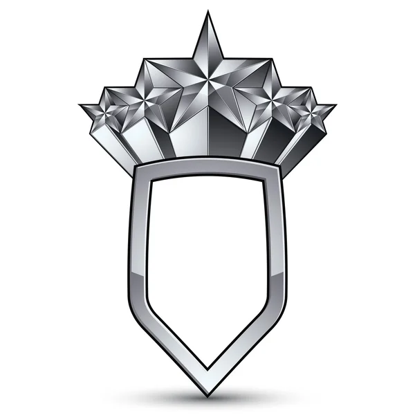 Wyrafinowane herbem z pięciu silver stars — Wektor stockowy