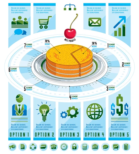 Modelo de infográficos, ideia de torta —  Vetores de Stock