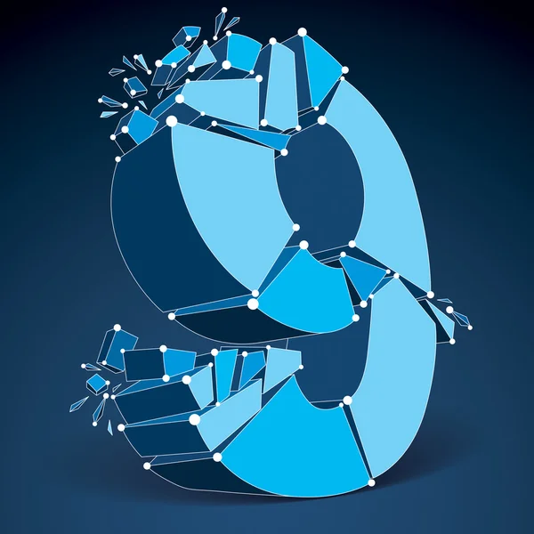 3D με πολύπτυχο μπλε αριθμός 9 — Διανυσματικό Αρχείο