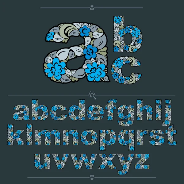 Květinové abeceda sans serif dopisy — Stockový vektor