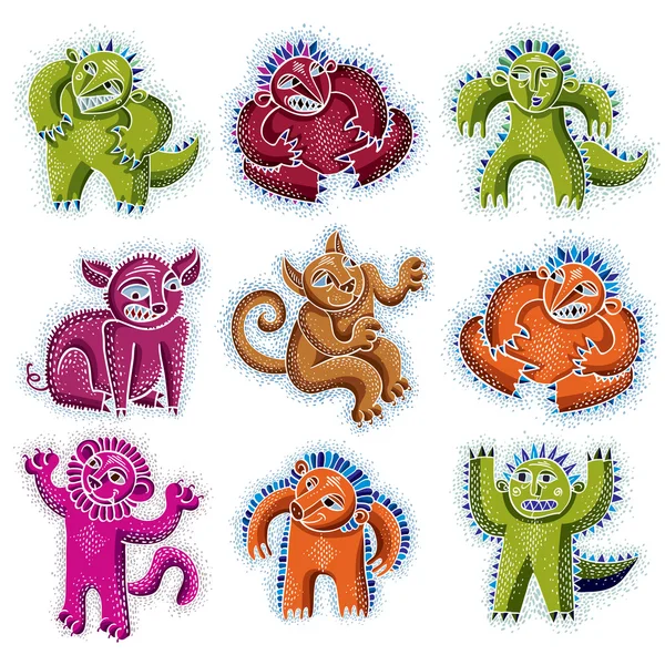 Set van coole cartoon monsters — Stockvector