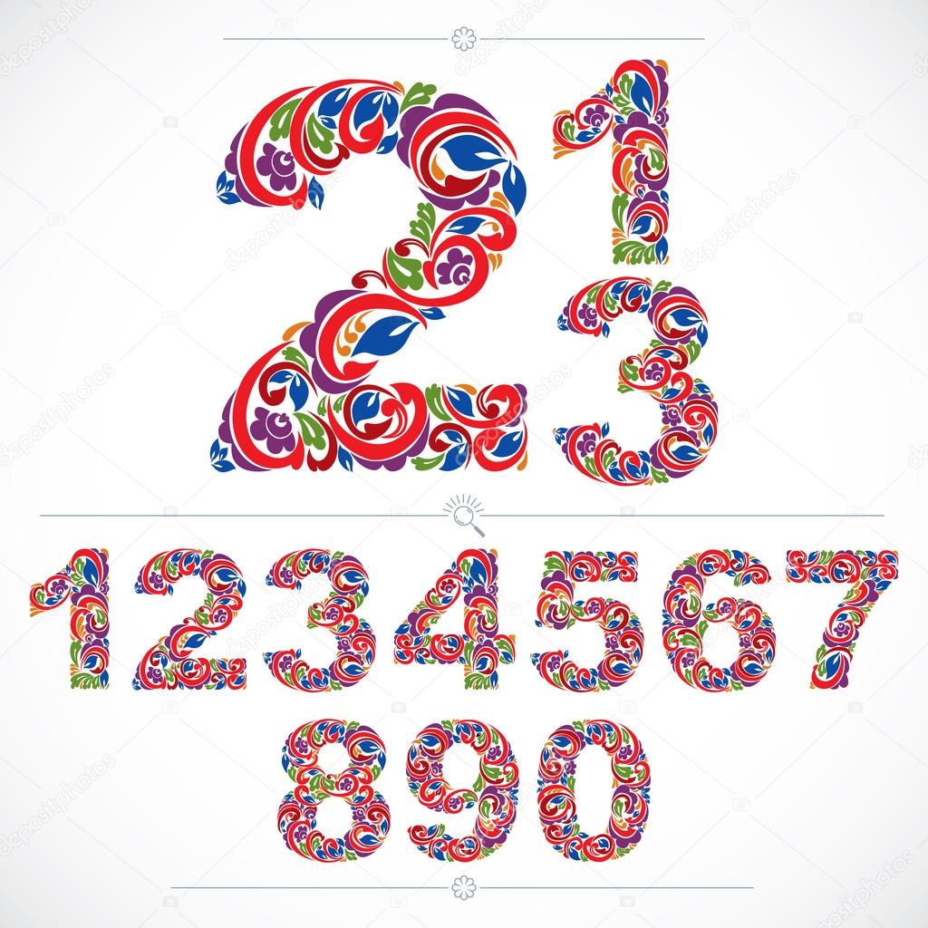 Floral vintage numbers 