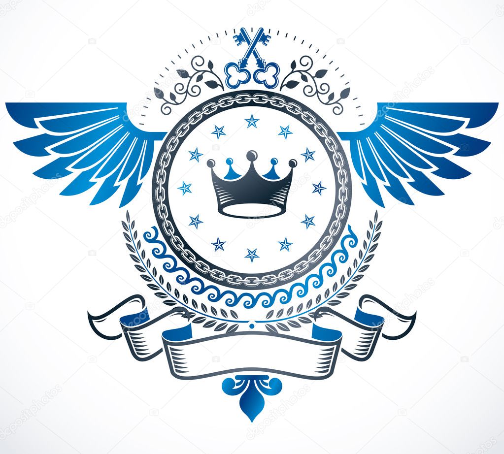 Vintage emblem, heraldic design.