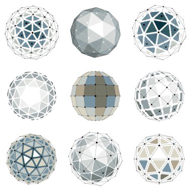 Set of low poly spherical objects clipart