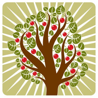 Fruity tree with ripe apples clipart