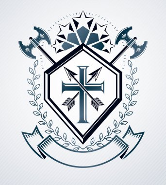 Vintage Hanedanlık armaları tasarım şablonu 