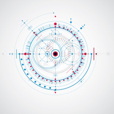 Çizgiler ve geometrik daireler ile teknik çizim