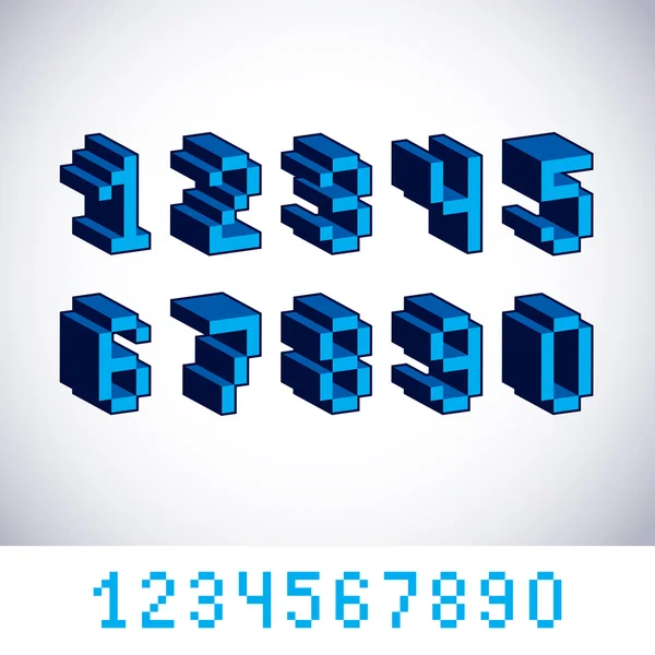 Numerals created in 8 bit style — Stock Vector