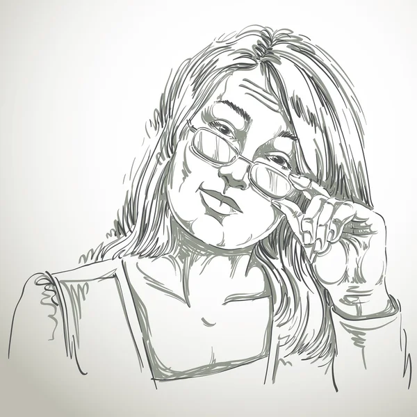 Нежная стильная девушка в очках — стоковый вектор