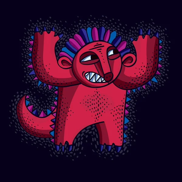 Monstruo alienígena enojado rojo — Vector de stock