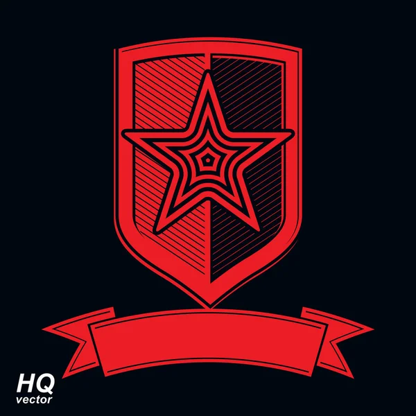 Shield with red pentagonal Soviet star — Stockvector