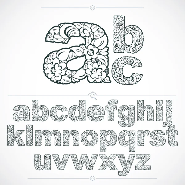 Ecologie stijl bloemrijke lettertype — Stockvector