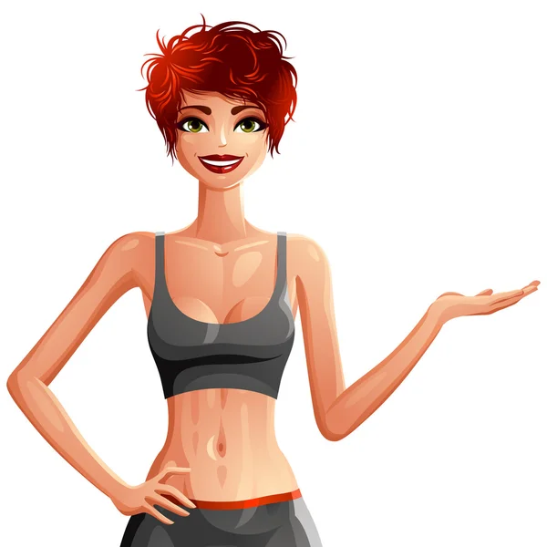 Gorgeous red-haired sexy lady — Stock Vector