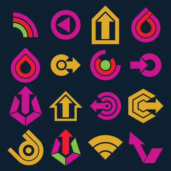 Conjunto de iconos abstractos planos — Vector de stock