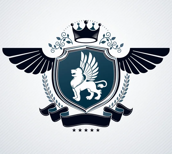 Emblema de la vendimia, diseño heráldico . — Vector de stock