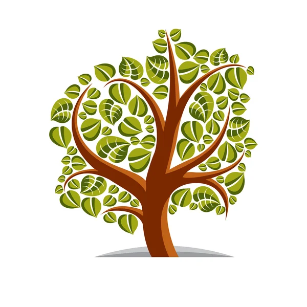 Árvore de arte com folhas verdes — Vetor de Stock