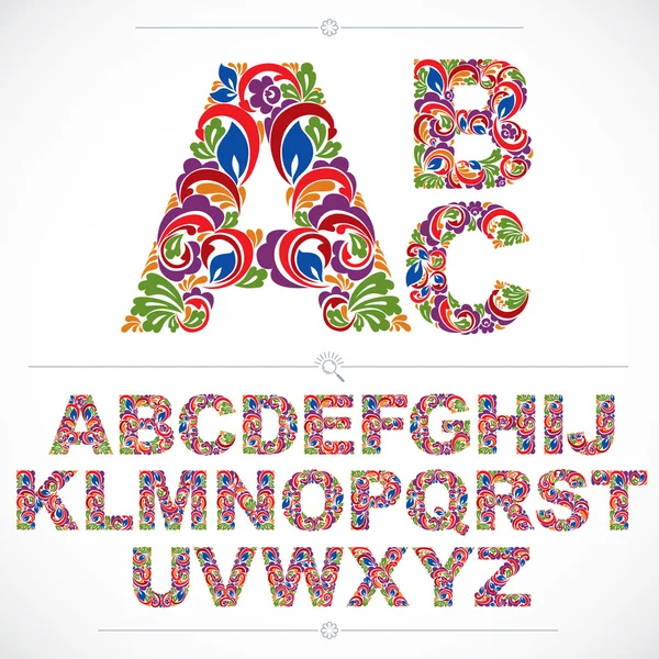 Květinové abeceda sans serif dopisy — Stockový vektor