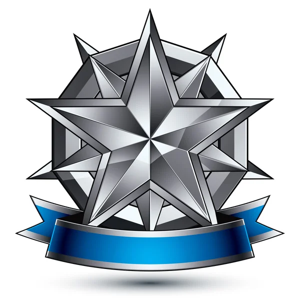 Heraldic template with polygonal silver star — 图库矢量图片