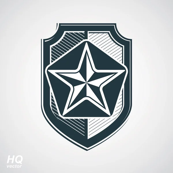 Štít s Pětiúhelníkové sovětské hvězda — Stockový vektor