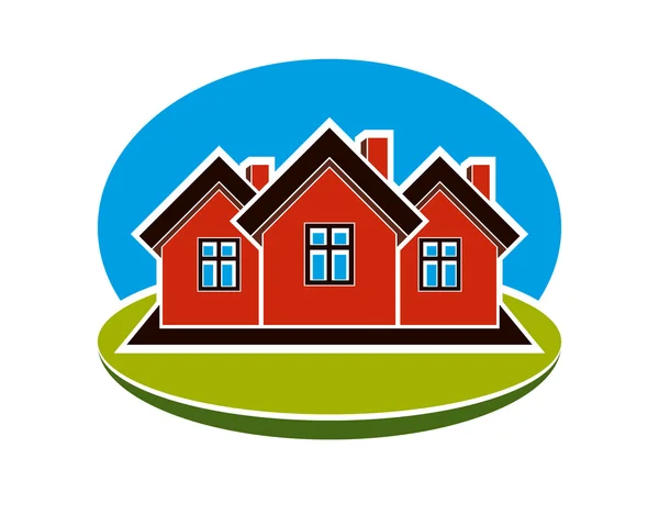 Tres casas simples — Vector de stock