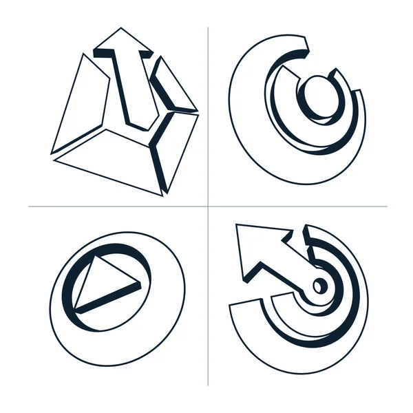 Set van driedimensionale abstracte pictogrammen — Stockvector