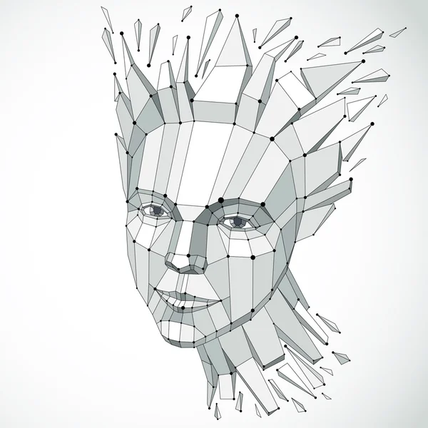 Woman face in low poly style — Stock Vector