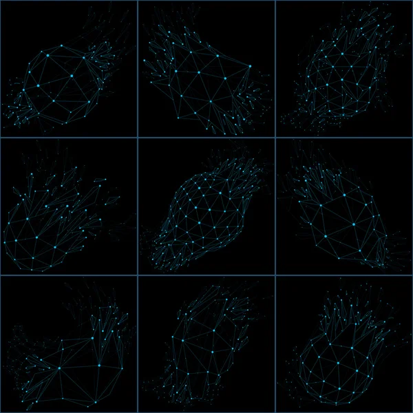 Set van 3D lage poly objecten — Stockvector